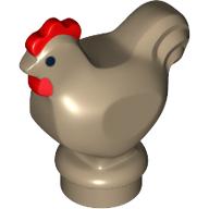 Animal, Chicken with Black Eyes and Red Comb Print Dark Tan
