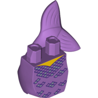 Tail, Mermaid Curved with Dark Purple Outlined Scales Print Mittellavendel