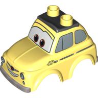 Duplo Car Body, 2 Top Studs, Compact with Cars Luigi Print Bright Light Yellow