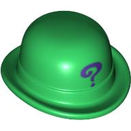 Hat, Bowler with Purple Question Mark Print Green