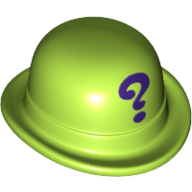 Hat, Bowler with Purple Question Mark '?' print Limette