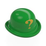 Hat, Bowler with Gold Question Mark Print Hellgrün