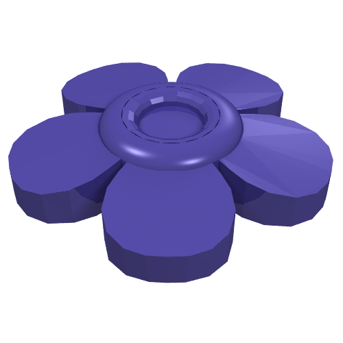 Headwear Accessory Flower with 5 Smooth Petals and Pin Dunkellila