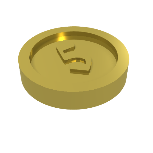 Money / Coin with "5" Gothic Type Chrome Gold