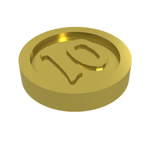 Money / Coin with "10" Gothic Type Chrome Gold