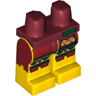 Hips and Yellow Legs with Loincloth and Gold Aztec Print Dark Red
