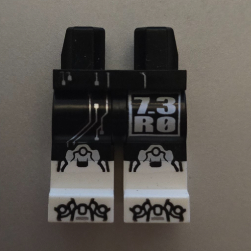 Hips with Black Legs and White Boots Pattern with Silver '7_3 RO', Circuitry print Schwarz