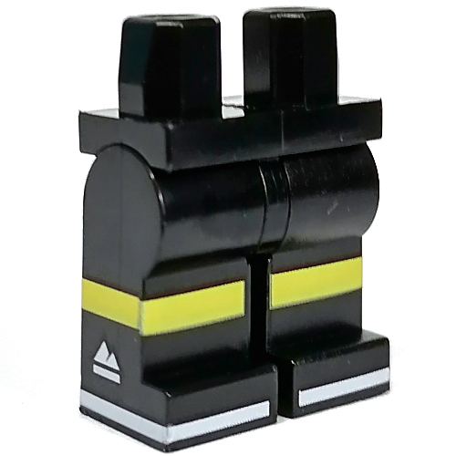 Hips and Black Legs with Yellow Stripe, White Sport Logo print Black