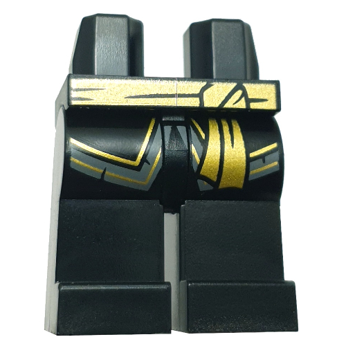 Hips and Black Legs with Robe Ends, Gold/Dark Bluish Grey Trim, Gold Sash print Black