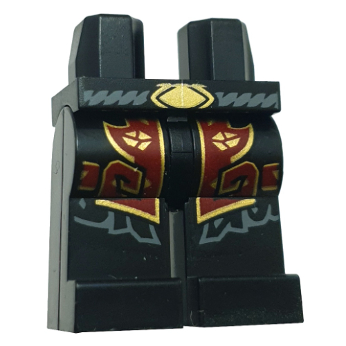 Hips and Black Legs with Dark Red/Gold Robe Ends, Dark Bluish Grey Belt, Gold Buckle print Black