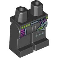Hips and Black Legs with Purple Leg Protection and Silver Machinery Print Black