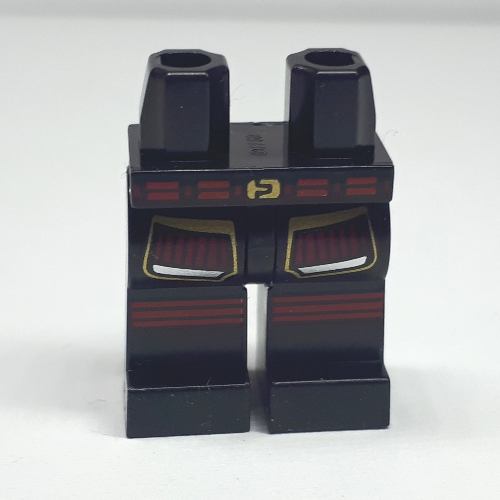 Hips and Black Legs with Red Belt, Gold Buckle, Red Knee Pads Black