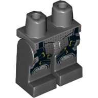 Hips and Black Legs with Dark Gray Tactical Armor, Silver Mesh and Knee Pads Print (Batman) Dark Bluish Gray