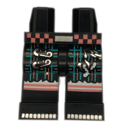 Hips and Black Legs with Dark Turquoise/Coral Plaid, Safety Pins, Belt print Schwarz