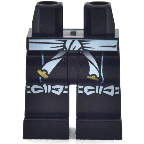 Hips and Black Legs with White Sash Belt, Tied Knee Pads print Schwarz