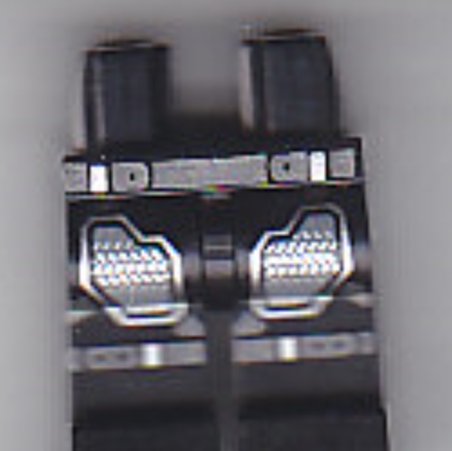 Hips and Black Legs with Dark Bluish Gray Belt and Knee Strap, and Armor Plates Print Schwarz