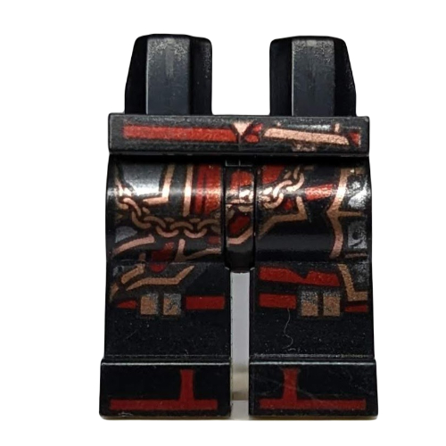 Hips and Black Legs with Copper and Silver Armor, Copper Chain, Dark Red Trim Print Black