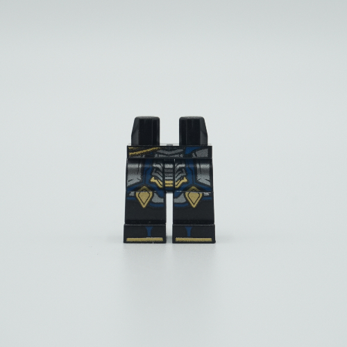 Hips and Black Legs with Dark Blue, Silver Armor, Gold Knee Pads Schwarz