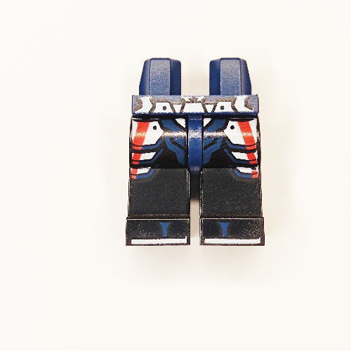 Hips and Black Legs with Red and White Armor, Dark Blue Zori Sandals, White Soles Dark Blue