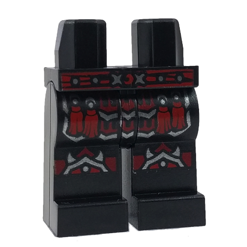 Hips and Black Legs with Red Studded Belt, Tassels and Armor Black