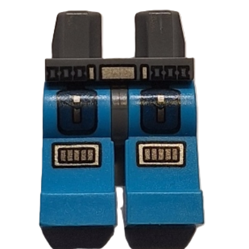 Hips and Dark Azure Legs with 2 Pockets and Knee Pads and Dark Bluish Gray Belt Print Dunkelazur