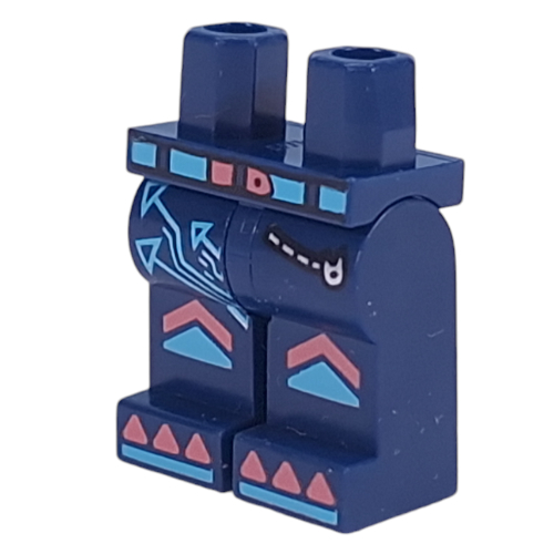 Hips and Dark Blue Legs with Medium Azure/Coral Belt, Knee Pads, Claws, Silver Zipper Pocket print Dunkelblau