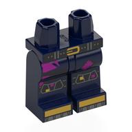Hips and Dark Blue Legs with Black Belt, Kneepads, Gold Shoes, Dark Pink Patches print Dunkelblau