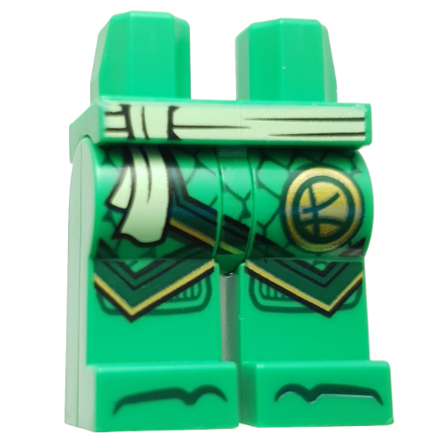 Hips and Bright Green Legs with Robes, Dark green Trim, Scales, Gold Symbol print Hellgrün