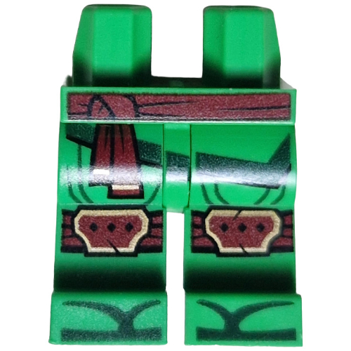 Hips and Bright Green Legs with Dark Red Sash, Knee Pads, Robe Ends, Dark Green Trim print Hellgrün