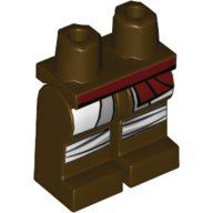 Hips and Dark Brown Legs with Dark Red Sash Belt, White Panels and Knee Straps Dunkelbraun