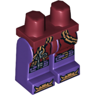 Hips and Dark Purple Legs with Copper Chains with Key, Buckles on Knees and Bones on Feet Print Dunkelrot