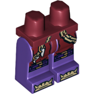 Hips and Dark Purple Legs with Cord with Teeth, Buckles on Knees and Bones on Feet Print Dark Red