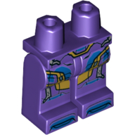 Hips and Dark Purple Legs with Blue, Silver, and Gold Panels and Circuitry, and Blue Toes Print Dark Purple
