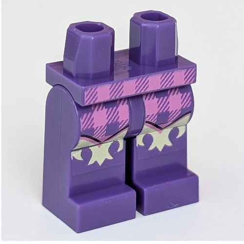 Hips and Dark Purple Legs with Bright Pink Checkered Pattern with Gold Ruffles/Fringe print Dunkellila
