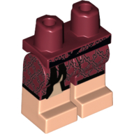 Hips with Dark Red Legs and Light Nougat Boots Pattern with Dressing Gown Robe Tails with Black Brocade Print Dark Red