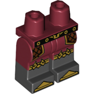Hips with Dark Red Legs and Black Boots Pattern with Gold and Black Belt, Gold Knee Straps, and Gold Toes Print Dark Red
