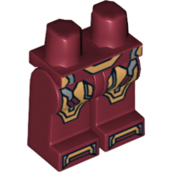 Hips and Dark Red Legs with Iron Man Gold and Silver Knee Plates, Boots and Belt Print Dunkelrot