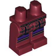 Hips and Dark Red Legs with Copper Trim Samurai Leg Armor over Dark Purple Robe Print Dark Red