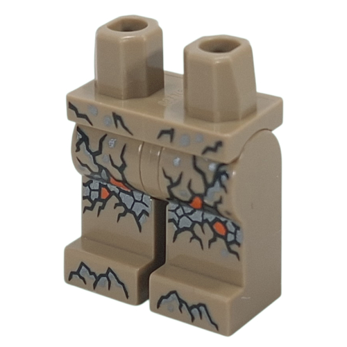 Hips and Dark Tan Legs with Rock Texture, Dark Bluish Grey/Orange Rocks print Dark Tan