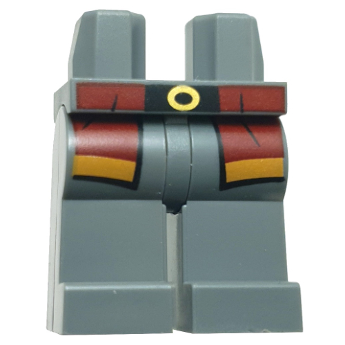 Hips and Dark Bluish Gray Legs with Dark Red/Orange Robe Ends, Black Belt, Gold Buckle print Dark Bluish Gray