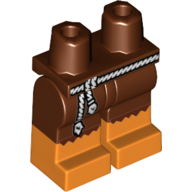 Hips with Reddish Brown Legs and Orange Boots Pattern with Reddish Brown Torn Pants, White Rope as Belt Reddish Brown