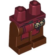 Hips and Reddish Brown Legs with Dark Red Loincloth and Skulls Print Dark Red