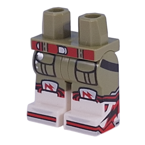 Hips with Olive Green Legs and White Boots Pattern with Red Belt, Pockets, Sneaker with Red Laces print Olivgrün