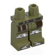 Hips and Olive Green Legs with Black Belt, Dark Brown Pockets, White Clamps on Knees and Toes print Olive Green