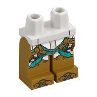 Hips and Pearl Gold Legs with White Robes, Dark Turquoise Trim, Gold Decorations, Toes print White