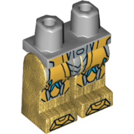Hips and Pearl Gold Legs with Gold and Silver Nexo Armor, Knee Pads and Boots and Dark Azure Details Print Light Bluish Gray