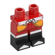 Hips with Red Legs and Black Boots Pattern with Bright Light Orange Robe End, White Knee Straps and Sash Belt Print Red