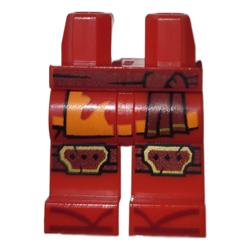 Hips and Red Legs with Dark Red Sash, Knee Pads, Robe Ends, Orange Trim print Red