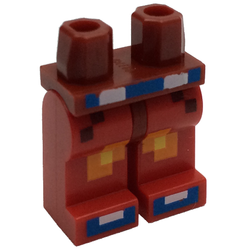 Hips and Red Legs with Pixelated Pants with Orange and Yellow Squares, Blue Belt and Shoes Dark Red