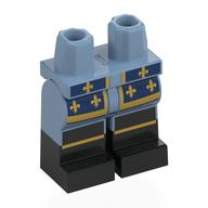 Hips with Sand Blue Legs and Black Boots Pattern with Dark Blue Coat Ends, Gold Decorations, Trim print Sand Blue
